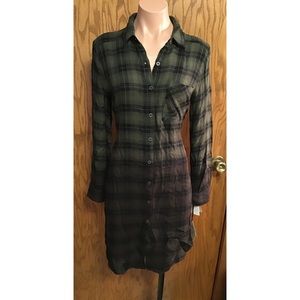 Knox Rose Green and Black Plaid Ombré Tunic